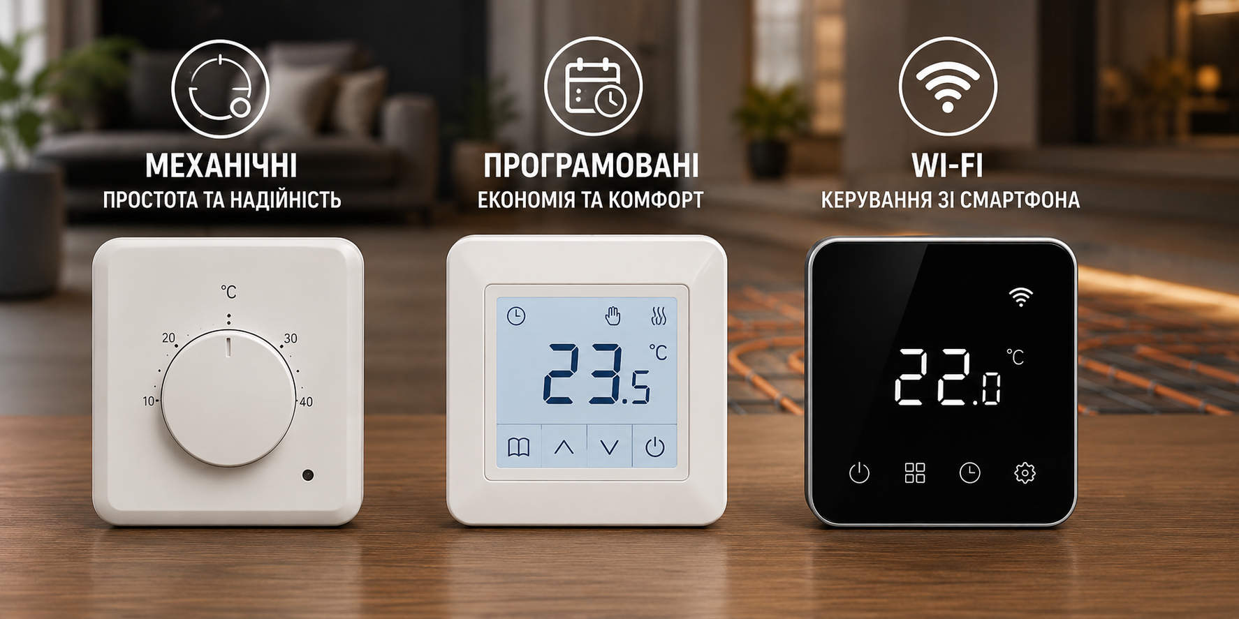 Види терморегуляторів для електричної теплої підлоги