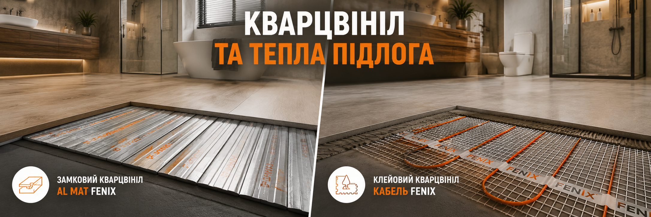 Теплый пол Fenix под кварцвинил в ванной